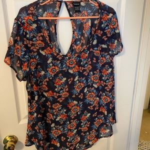 Navy Torrid Shirt with flowers